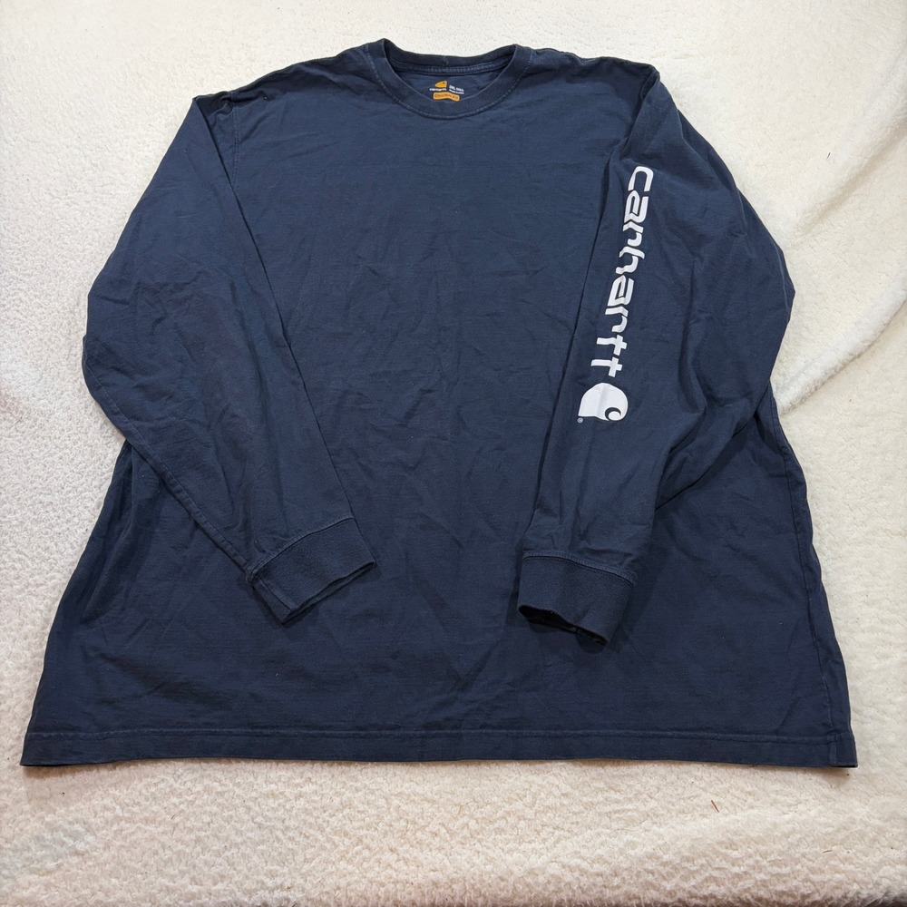 Carhartt Shirt Mens 3XL Tall Navy Blue Logo Long Sleeve Graphic Tee T-Shirt